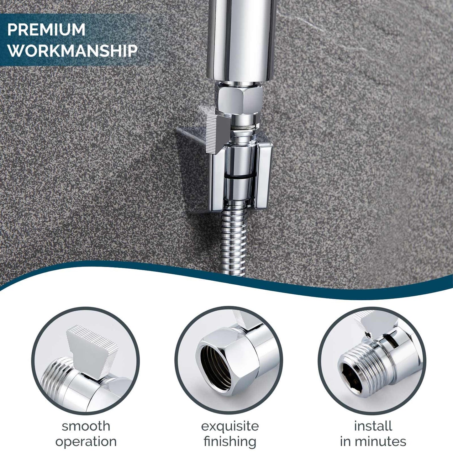 Angle Simple Shower Flow Water Valve, Brass Shut Off Valve for Hand Shower, RV Hose Flow Restrictor, Chrome