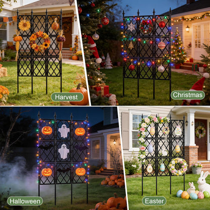 5.25FT Garden Trellis for Climbing Plants Outdoor, Black Iron Pipe Support Fence,Metal Wall Lattice Climbing Frame for Potted Plants Indoor for Ivy Vines Vegetable Flower, Patio, Lawn, Yard, Backyard