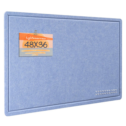 Large Bulletin Board - 48 x 36 Inches, Decorative Felt Pin Board for Wall - 4' x 3' Foldable Photo Display Board with Self-Adhesive Tape, Includes 20 Push Pins - Lavender Blue