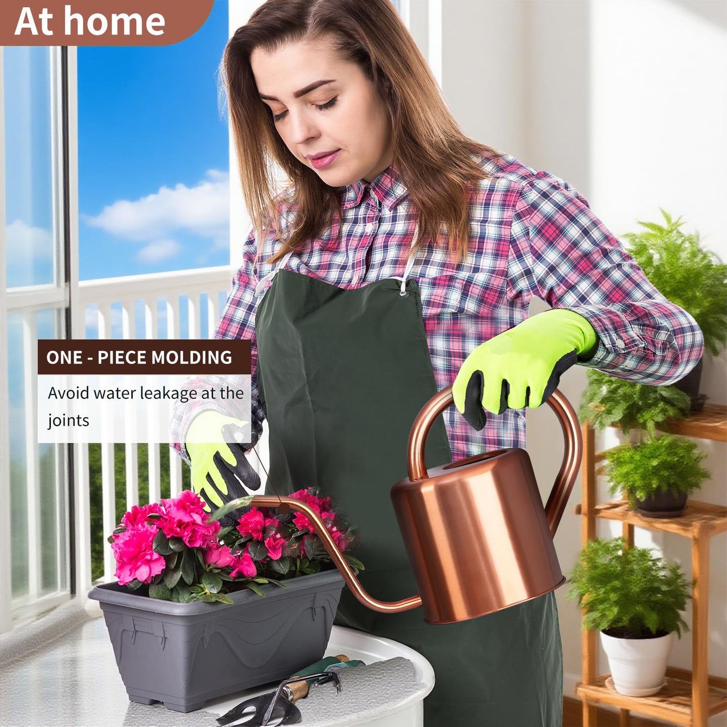 Watering Can, Stainless Steel Watering Can for Indoor & Outdoor Plants, 1L/35oz Long Spout Water Can with Handle, Rust-Proof Plant Watering Pot for House Plants, Garden Flowers