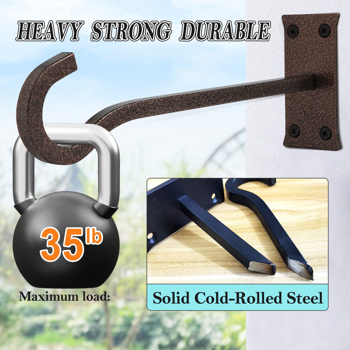 QIEGL 10inch Heavy Duty Plant Hangers Outdoor or Indoor Bird Feeder Hanger Shepherd Hooks 2pcs Bronze hammertone Metal Wall Hook for Hanging Plant Bracket, Lantern, Flower Basket, Wind Chimes