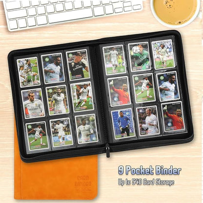 Trading Card Binder, Premium 9 Pocket Double Sided 540 Pocket PU Card Collection Binder, Collectible Trading Card Albums for MTG, TCG, Sport Card, Game Cards (Orange)