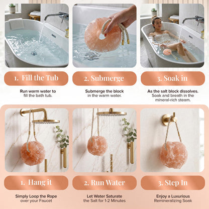UMAID Himalayan Pink Salt Rock for Shower & Bath – Salt Buddy™ 4 lb Hanging Mineral Stone for Spa-Inspired Relaxation, Self-Care & Bath Soaks, Unique Wellness & Home Spa Gifts for Men & Women