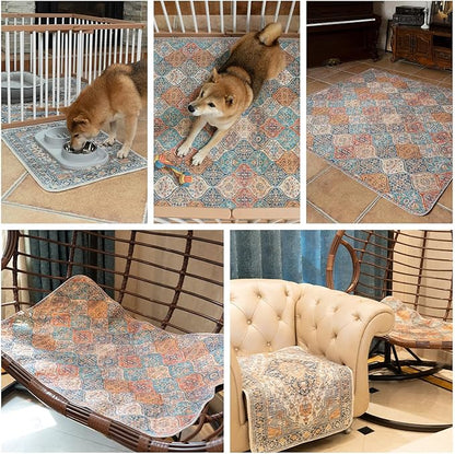 nunubaby 4PACK Washable Pee Pads for Dogs, Stylish, Non-Slip and Leak-Proof Pee Pads. Reusable Potty Pads for Dogs for Crates and Floors.(Red/Floral,24" x48" )