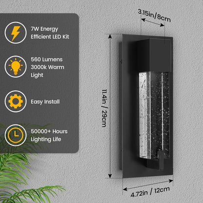 WOSHITU LED Wall Sconce Light: 11 Inch Black Modern Sconces Wall Lighting 3000K Dimmable Crystal Wall Lamps Indoor Bathroom Sconce Wall Mount Light Fixtures for Living Room/Bedroom/Hallway