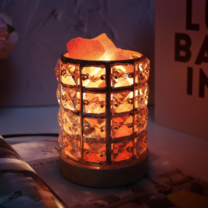 Natural Himalayan Pink Salt Lamp, Dimmable Single Lighting, Plug-in Powered, Crystal Salt Rock Lamp,Glow Night Light for Bedroom Office, UL & ETL Certified Cord (Crystal Cylinder)