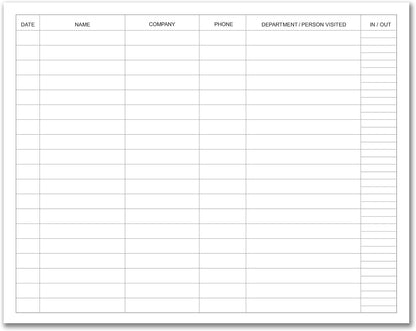 BookFactory Visitor Log Book Visitors Register Sign-in Book - 120 Pages, 8 7/8'' x 7'' - Black Cover, Section Sewn Hardbound (Made in USA)