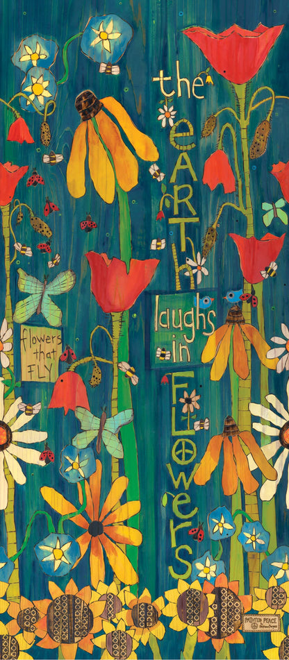 Studio M Art Pole, PVC Weather Resistant Pole with Vinyl Bowl 16 inches Tall Outdoor Decoration for Gardens, Patios, Yards, Landscaping and Birding Accessories, Earth Laughs in Flowers