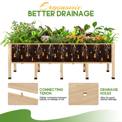 AMERLIFE 7x2 Ft Raised Garden Bed, 16 Inch Depth Featuring Legs, Drainage Holes, Ideal for Deep Rooted Vegetables, Flowers, Herbs, Elevated Wood Planter Box for Balcony, Patio, Backyard, Easy Assembly
