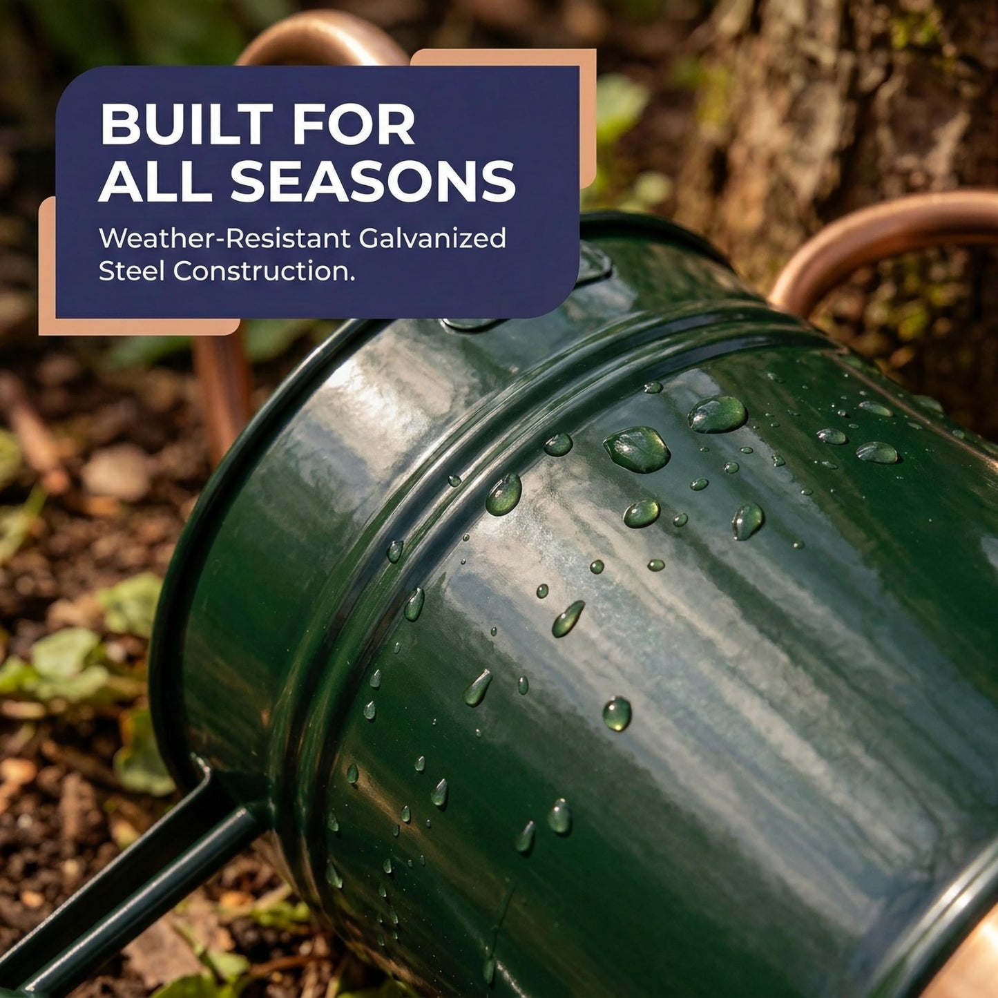 Gardenised 1 Gallon Galvanized Metal Watering Can with Removable Long Spout & Sprinkler Head for Indoor & Outdoor Use Ideal for Garden Flowers Plants Houseplants Modern Home Accessories, Green/Copper