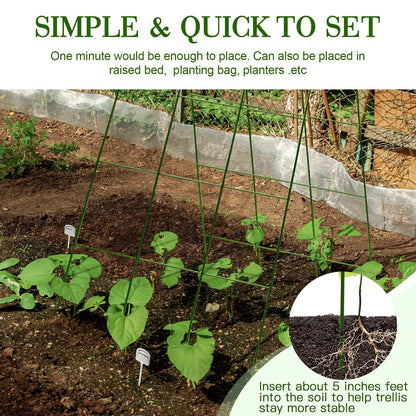 Kyrieval 48 x 18 Cucumber Trellis, Foldable Metal A-Frame Trellis for Raised Beds, Small Garden Plant Support for Cucumbers, Peas and Climbing Vegetables