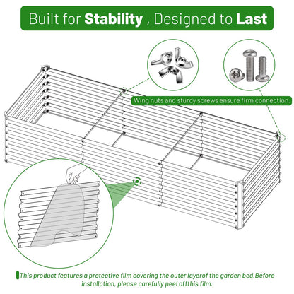 SnugNiture 2-Pack 6x2x2FT Galvanized Raised Garden Bed Kit, Metal Planter Box for Planting Plants Vegetables, Brown