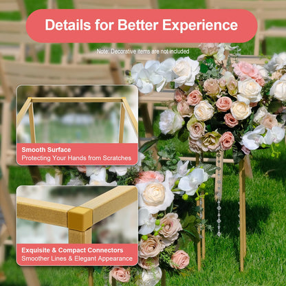 10 Pack 23.6 Inch Gold Wedding Flower Stand Metal Vase Column Stand Geometric Centerpiece Vase for Home Party Wedding Decorations, Rectangular Flower Display Rack