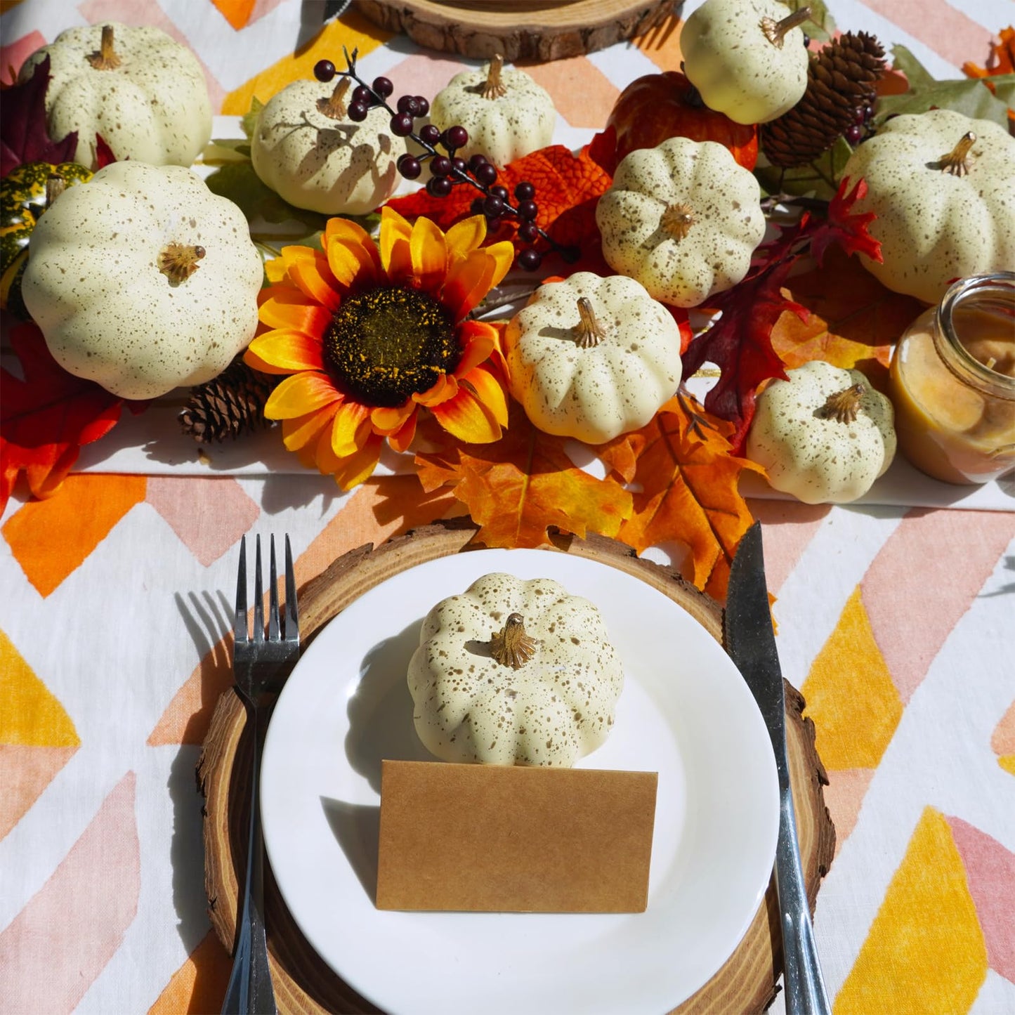 Winlyn 12 Pcs Assorted Harvest Cream Artificial Pumpkins Fall Decorative Pumpkins Small Faux Foam Pumpkins for Farmhouse Wedding Halloween Thanksgiving Baby Shower Table Centerpiece Mantel Décor