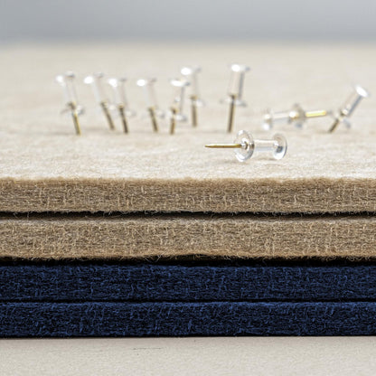 Lightomorrow Bulletin Board, 35 x 17 1/2 inches Felt Board - Decorative Pin Board, Cork Board Alternative for Wall, Foldable Self-Adhesive Vision Board Prayer Board with 20 Pushpins Dark Blue