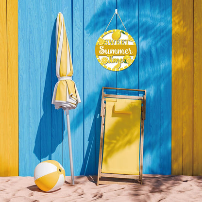 HOURIA 3D Lemon Wooden Door Sign,Sweet Summer Time Welcome Wreath Sign Front Door Decor,Summer Lemon Decorations for Home Kitchen Classroom,11.4"X11.4"