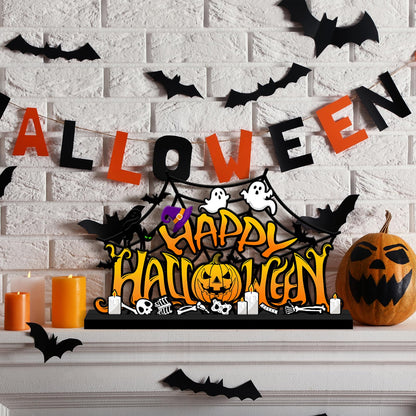Halloween Decorations for Home Metal Tabletop Sign, Spooky Pumpkin Ghost Table Decor Rustic Farmhouse Halloween Tiered Tray Decor Metal Sign Tabletop Centerpiece for Home Mantel Shelf Desk