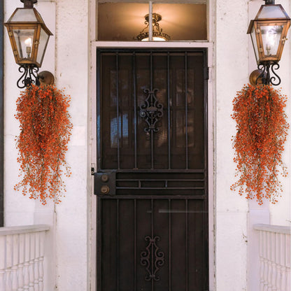 RECUTMS Fall Artificial Hanging Plants 4 Pcs Autumn Fake Ferns Artificial Plants Large Faux Hanging Plant Wall Thanksgiving Room Home Garden Wedding Party Indoor Outdoor Decor(Fall Orange)