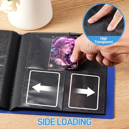 Card Binder, Upgraded 4 Pockets Trading Card Collection Binder for Cards, 160 Pockets Mini Card Book Holder Album - Dark Blue