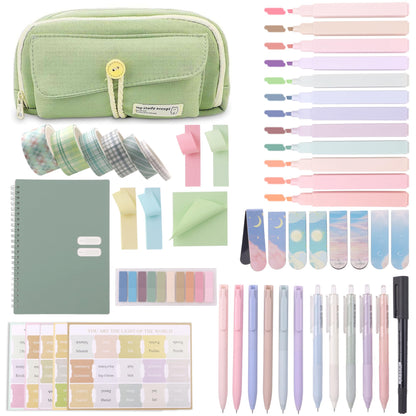 ITAWIXS Green Bible Study Kit for Women, Bible Study Supplies Journaling Set with Tabs, Pen Case, Notebook, Pens Study Group Essentials Accessories Set for Students, Beginners