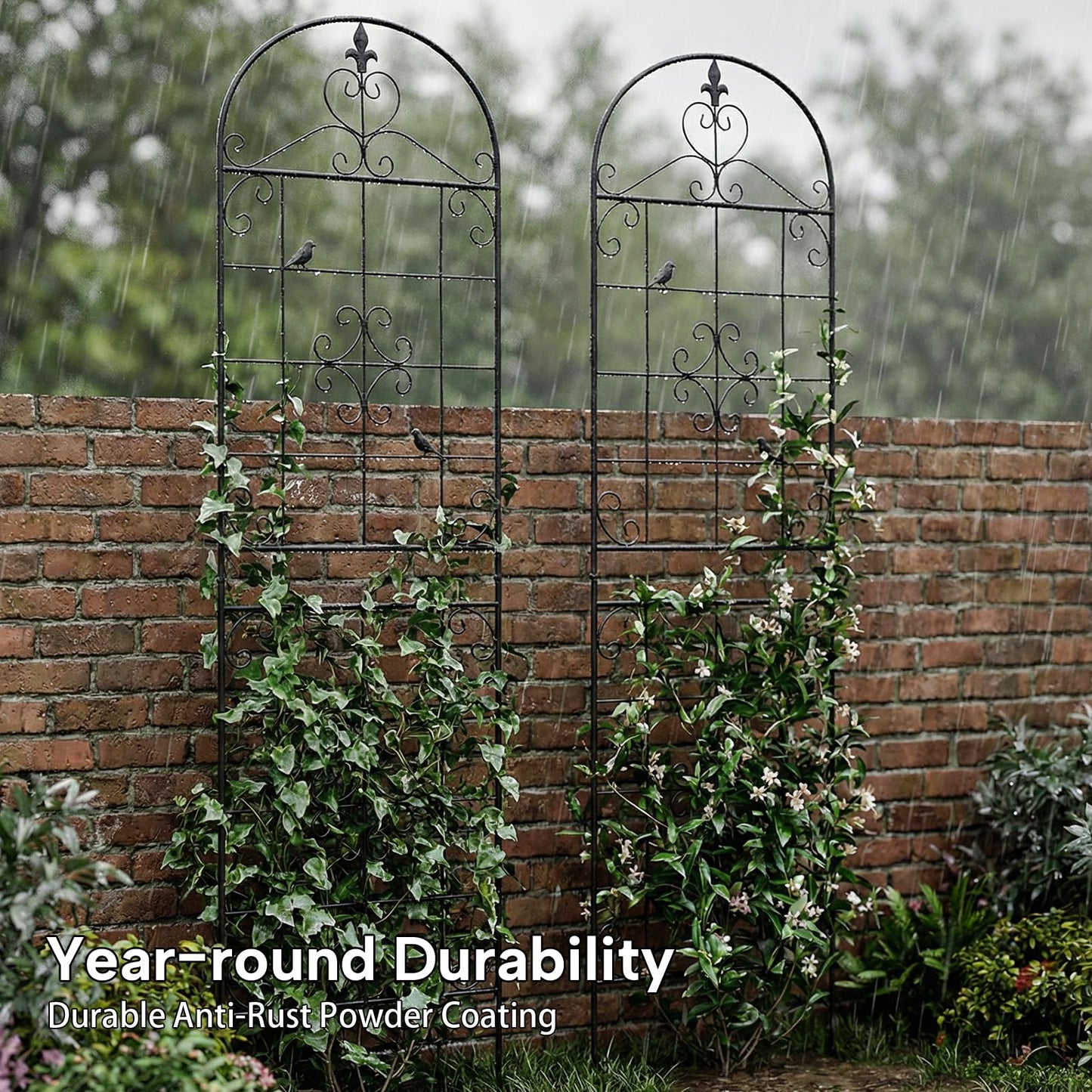 Garden Trellis for Climbing Plants Outdoor, Maidapulu 2 Pack 70.8x19.6 Inch Black Metal Trellis - Rustproof Lattice Support Panel with Easy Assembly for Roses, Clematis, Cucumbers, Vegetable Garden