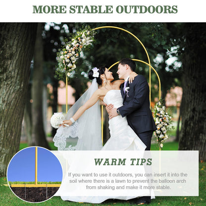 Wedding Arch Backdrop Stand Set of 2 (7.3FT/6FT), Gold Metal Arch Backdrop Stand,Balloon Arch Stand for Wedding Ceremony Baby Shower Outdoor Indoor Birthday Party Graduation Decoration,Gold