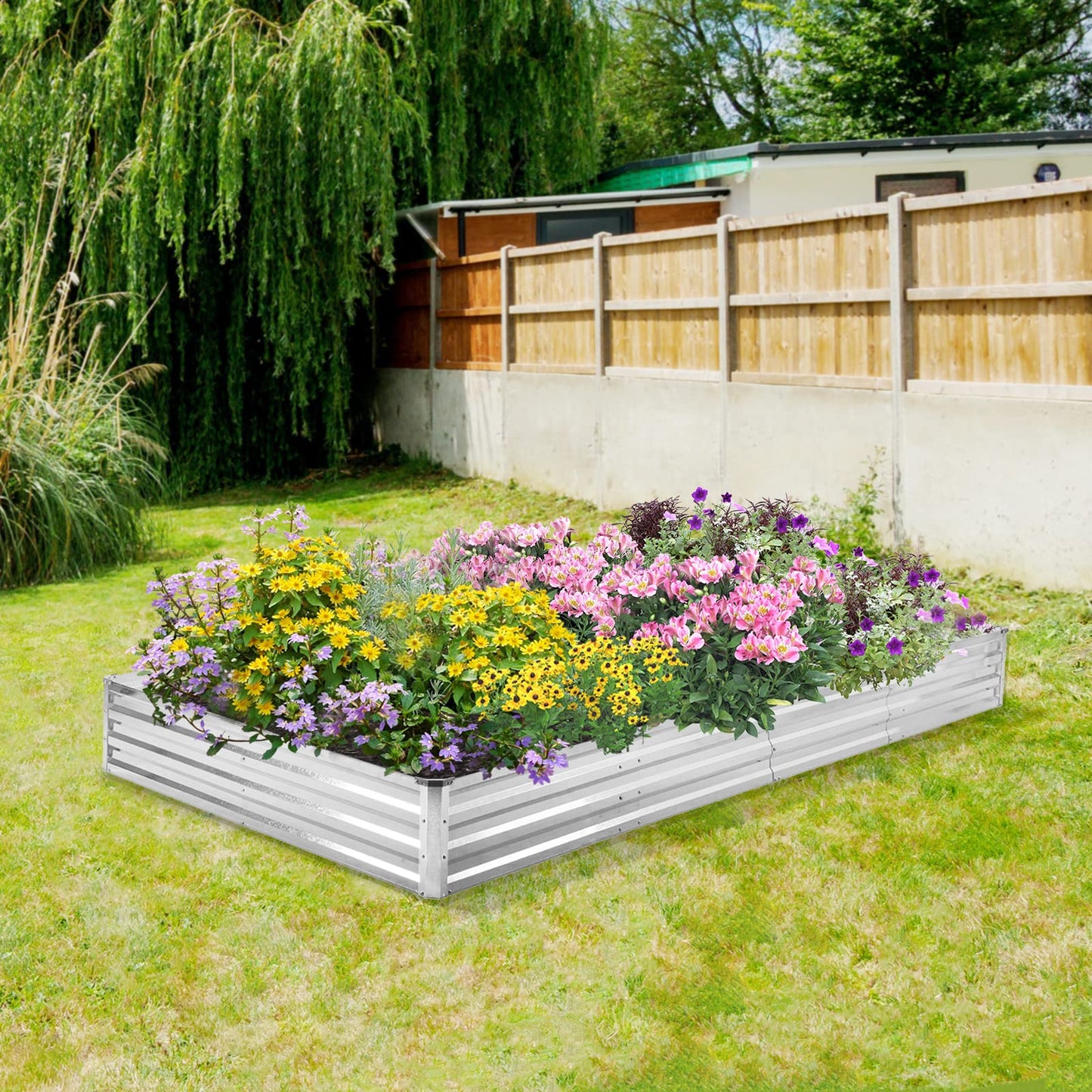 Mofesun Galvanized Raised Garden Bed 2pcs Pack - Metal Raised Bed Garden Kit 4'x8'x1' for Flower Planters, Vegetables Herb