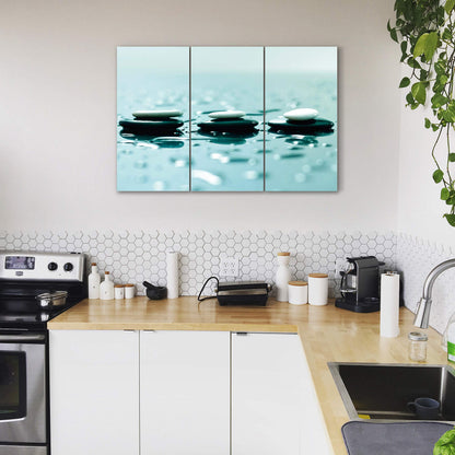 Lovely Home Essentials Zen Wall Art - 24x36 inch - Zen Wall Decor with Stones - 3 Panel Calming, Relaxing & Peaceful Canvas Print Artwork - Pictures for Spa, Therapy, Bathroom, Living Room & Office