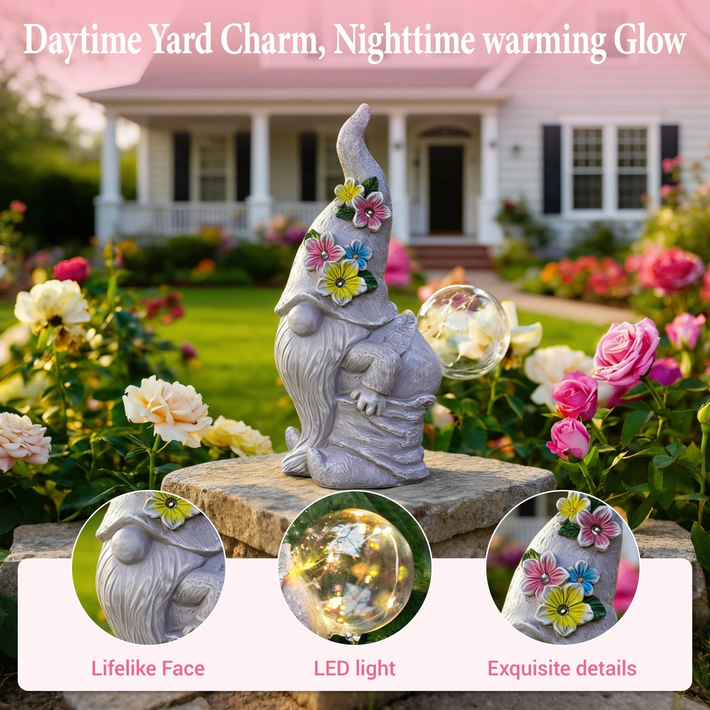 Acgarten Solar Funny Garden Gnome Statue: Outdoor Lights Decorations