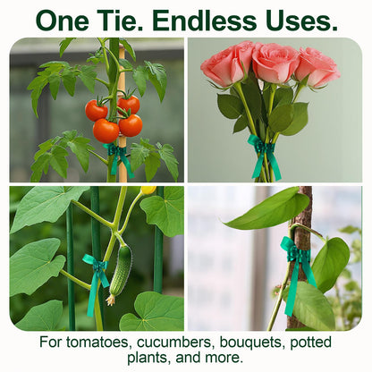 Plant Tie Tape – 4 Rolls (788 ft) Stretch Vinyl (PVC), 0.5" Wide, Non-Adhesive Garden Ties for Stems & Poles – Includes Mesh Bag & Binder Clip (788 ft)