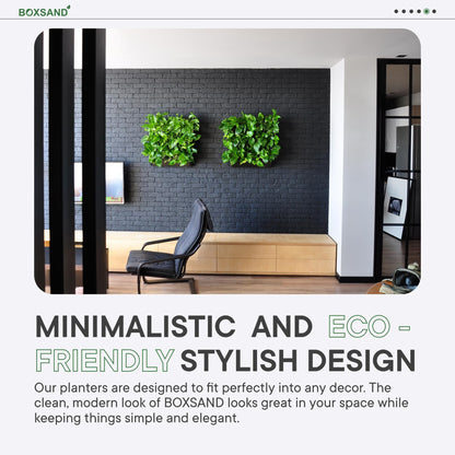BOXSAND-6 Vertical Wall Planter (12"x26", Black, No Pots) – Living Wall for 6 Plants, Indoor/Outdoor Vertical Garden System, Easy 2-Screw Install