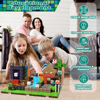 200PCS Magnetic Building Blocks with 6 Base Plate, Magnetic Blocks Cubes for Kids Ages 4-8, Stacking Magnet Blocks STEM Building Toys for Boys Girls Ages 3 4 5 6 7 8-12 Christmas Birthday Gifts