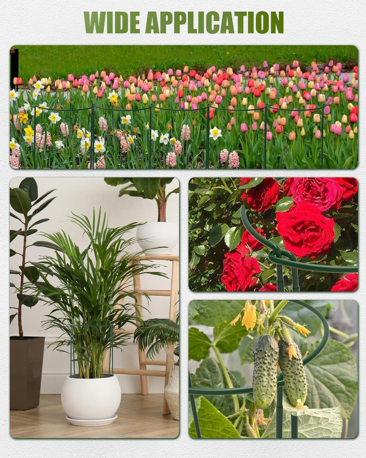 Joyhalo 12 Pack Peony Cages and Supports, 32 Inch Adjustable Plant Stakes for Outdoor Plants, Plant Support Stakes, Peony Cage with 15 Pcs Twist Ties, Flower Stakes Peonies Support Cages for Plants