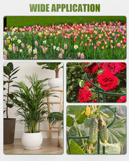 Joyhalo 12 Pack Peony Cages and Supports, 32 Inch Adjustable Plant Stakes for Outdoor Plants, Plant Support Stakes, Peony Cage with 15 Pcs Twist Ties, Flower Stakes Peonies Support Cages for Plants