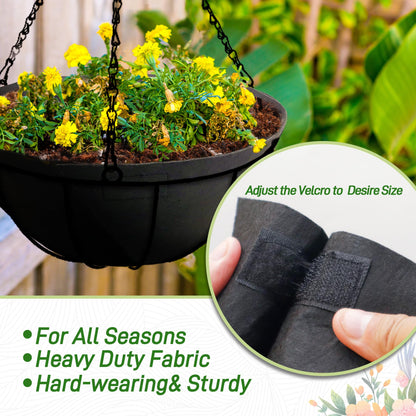 Sumloty 4 Pack 12 Inch Fabric Planter Basket Liner- Felt Flower Pot Liners Replacement Coco Fiber Liner for Hanging Basket Flowers Round Hanging Basket Liners Prevent Birds from Nesting