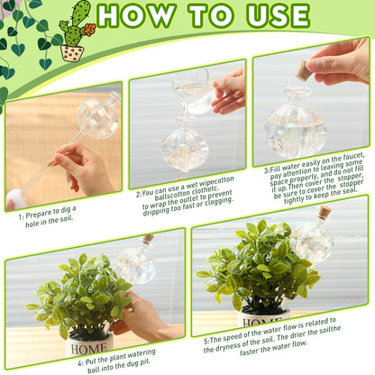 6 Pcs Plant Watering Globes Self Watering Globes Cactus Self Watering Planter Insert Automatic Plant Watering Devices Glass Plant Watering Bulbs for Summer Indoor and Outdoor Plants(Mixed Color)