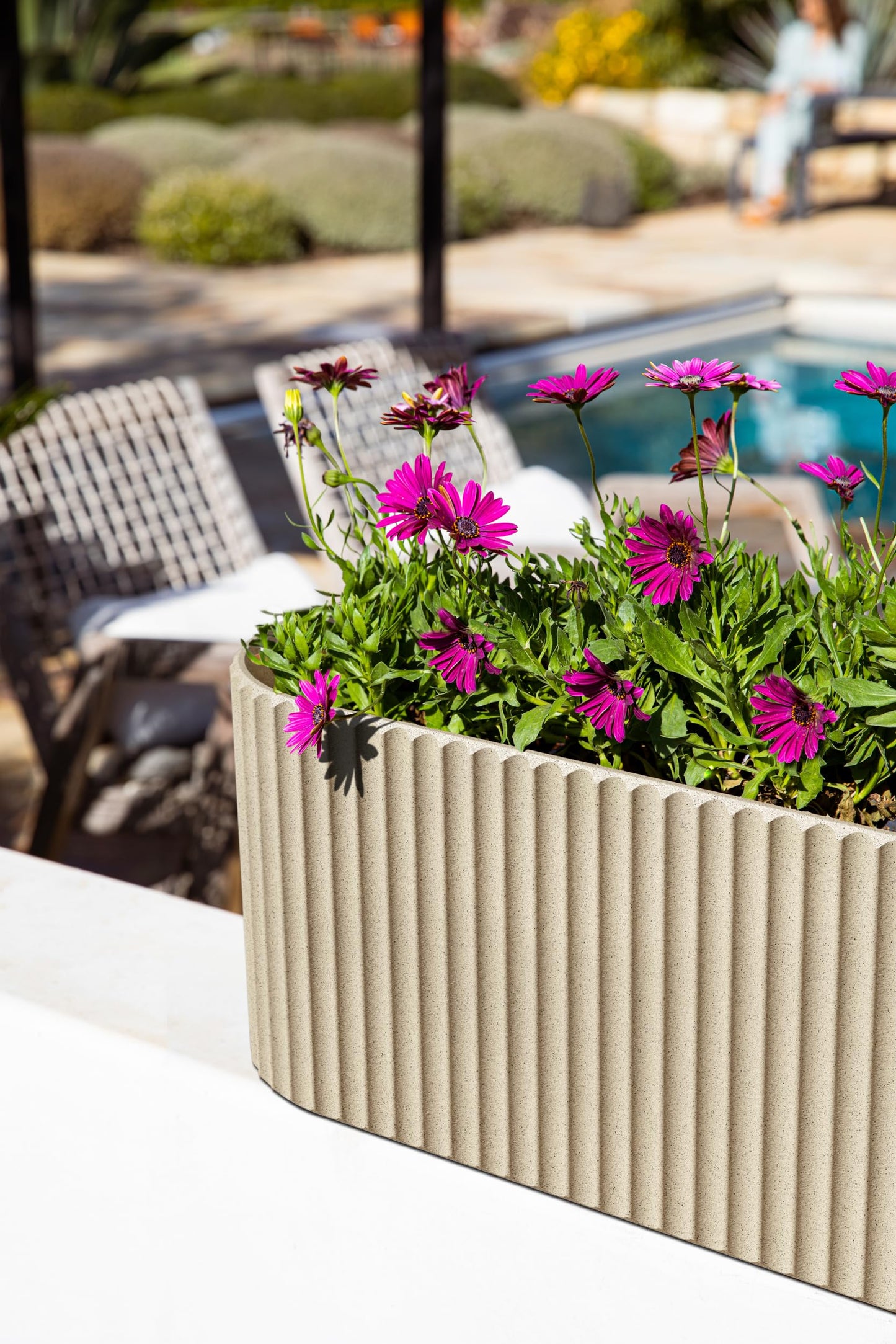 Veradek Demi Series Window Box Planter - Long Planter Box for Windowsill/Balcony | Durable Plastic-Stone Composite Material | Modern Décor for Flowers/Herbs