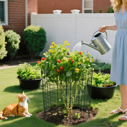 8 Pack Plant Protectors from Animals, 13.8"x 12" Wire Plant Protector, Wire Cages for Plants with Stakes and Cable Ties, Metal Plant Cages for Plants, Vegetables, Flowers