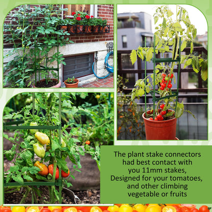Threehoney 24 Pcs Garden Adjustable Stake Arms for Tomato Cage 10 to 14'' Plant Stake Connectors Expandable Trellis Climbing Rod Tomato Stick Supports for 11 mm Diameter Climbing Plants Vegetables