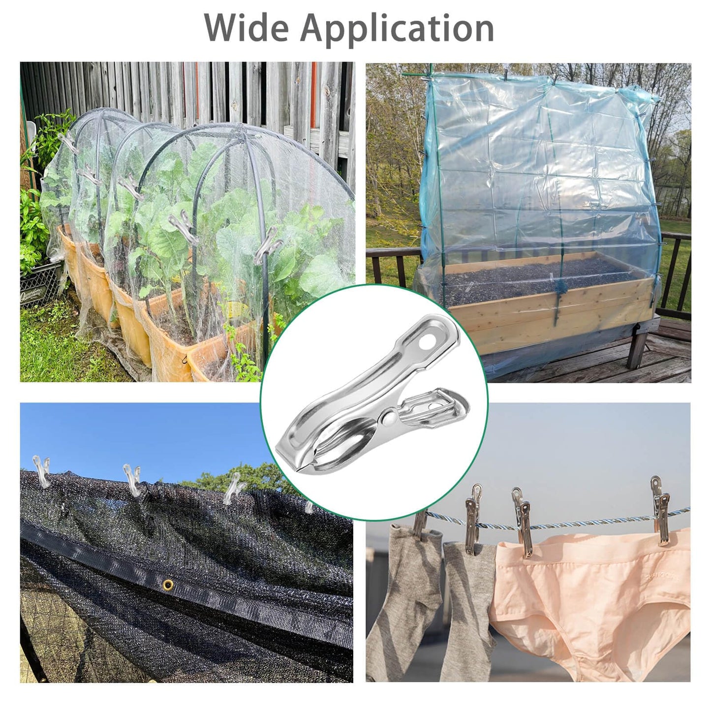 Samhopo 40 PCS Garden Clips, Greenhouse Clamps Made of Stainless Steel, Greenhouse Clips for Netting, Have a Strong Grip to Hold Down the Shade Cloth or Plant Cover on Garden Hoops