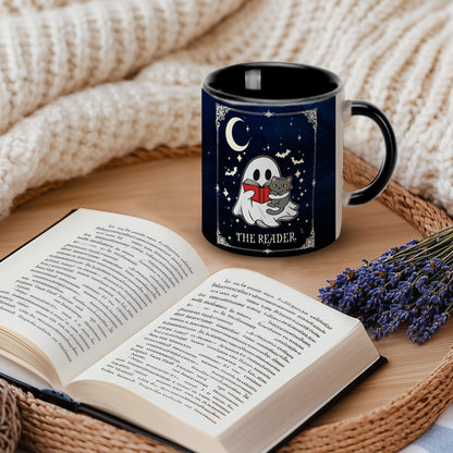 Hyturtle Cute Ghost with Cat Coffee Mug with Spoon for Halloween Birthday