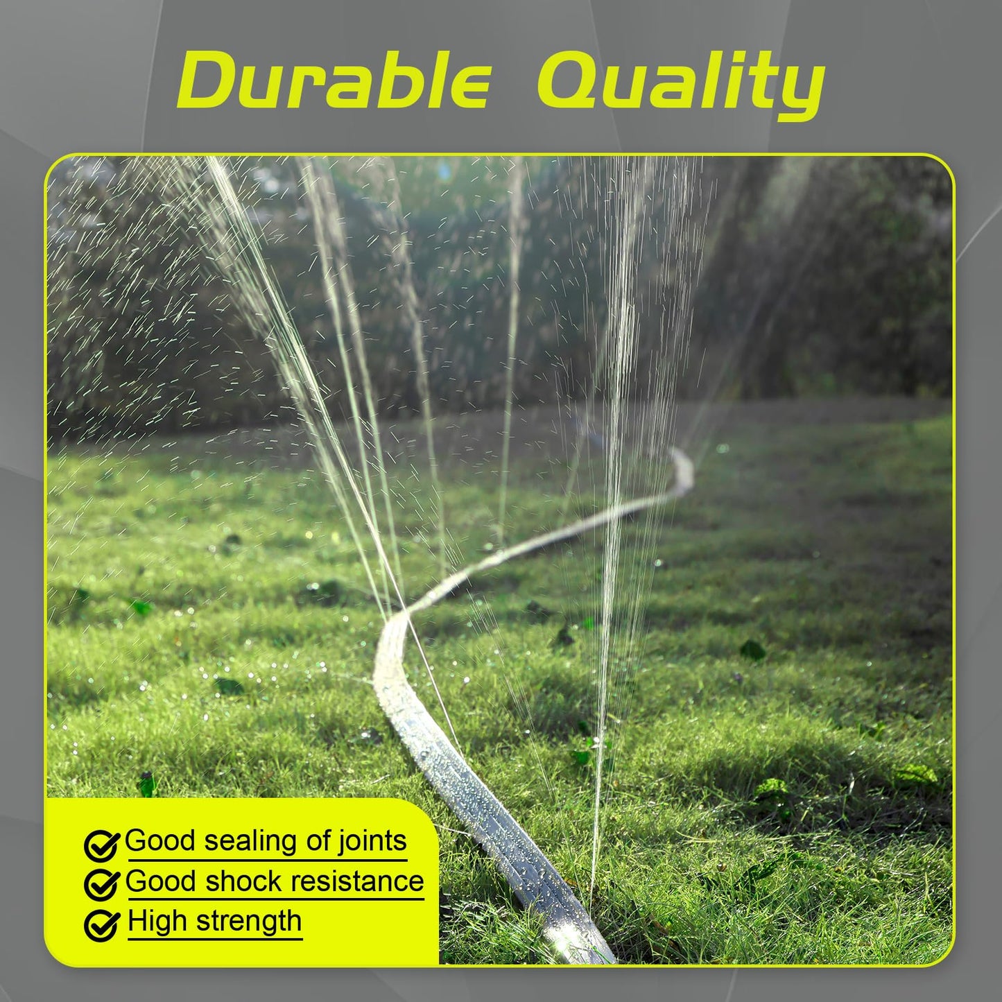 Hopegiver Sprinkler Soaker Hose 50 ft 2-Pack Yard Sprinkler Hose 100 ft for Lawn Water Saving with Stakes, Drip Irrigation Hoses Garden Watering System(Grey,50 ft 2-Pack)
