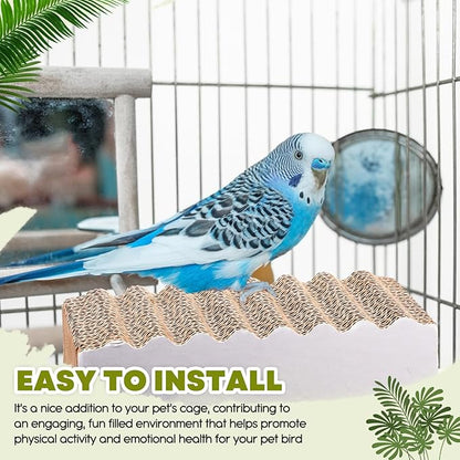 CroBlissful 2-Piece Bird Platforms - Macaw, Small Parakeet, Conure, Budgie - Brown Cardboard Bird Perch - Paw Grinding Stand - Parrot Playground