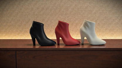 3D Printed Decorative Flower Pot – Shaped Like a High Heel Shoe – Unique Home or Office Decor Planter (Red)