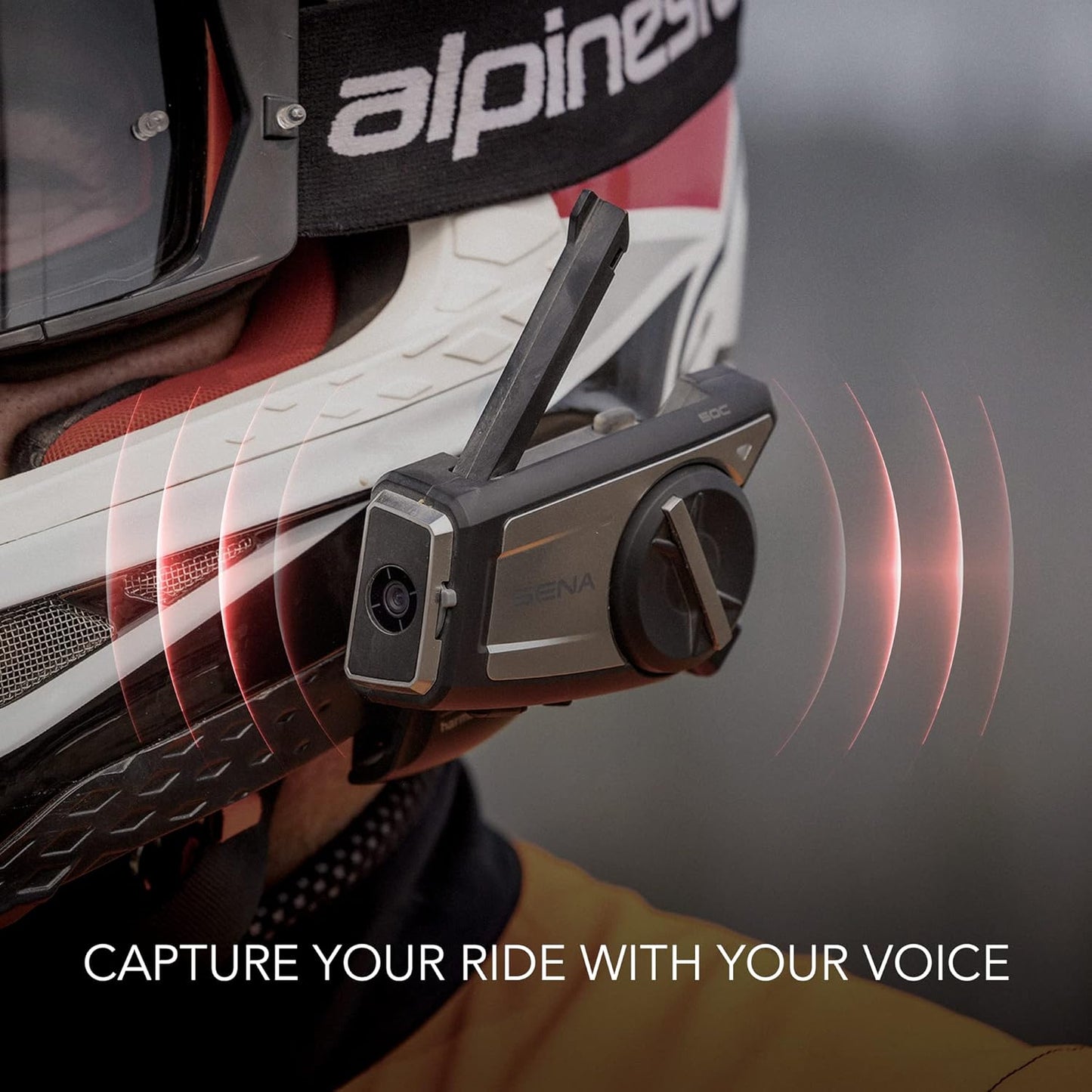 Sena 50C Motorcycle Communication & 4K Camera System with Sound by Harman Kardon Integrated Mesh Communication Headset with Premium Microphone & Speakers