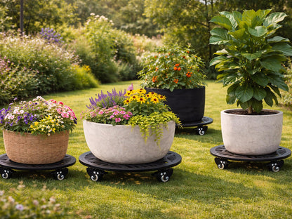 2-pack 16" Metal Plant Caddy with Wheels Extra-large Heavy-duty Rolling Plant Stands with Casters Wheeled Planter Dolly Pot Mover Rollers Rust-proof Round Garden Trolley Coaster for Indoor Outdoor