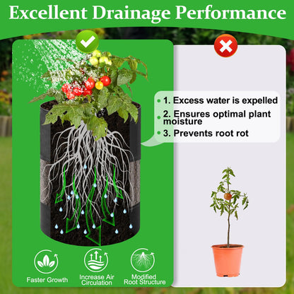 3 Pack 10 Gallon 360°Visible Potato Grow Bags,Heavy Duty Thickened Nonwoven Fabric Planter Bags with 2 Clear Harvest Windows&Removable Shading Cover,Reinforced Handles,Vegetable Grow Bags with Labels