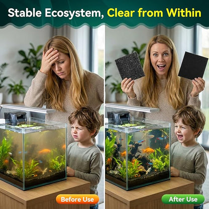 Borlech Aquarium Bio Filter Sponge Pad - Cut-to-Size Aquarium Filter Media for Fish Tank, Pond, Sump - Mechanical & Biological Filtration (18.5"x18.5"x1.6", 35PPI, 2 Pack)