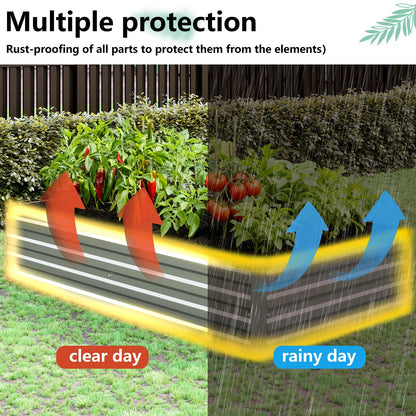 Vengarus 2 Pack 9x3x1FT Galvanized Raised Garden Bed Kit, Outdoor Metal Planter Box for Vegetables, Rectangular Steel Container, Easy Assembly (Silver)