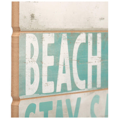 Open Road Brands Beach Life Wood Wall Decor - Distressed Planked Wood Beach Sign For Living Room or Bedroom
